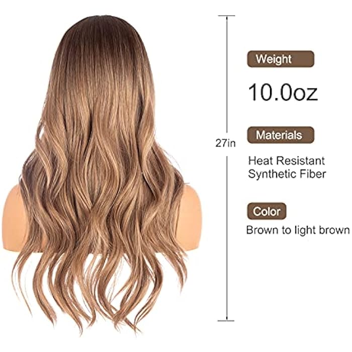 DILLARDS Man Si Long Wavy Curly Wig Brown Natural Air Bangs Heat Resistant Synthetic Daily Party Cosplay For Women's Costume (18 Inches) - Image 3